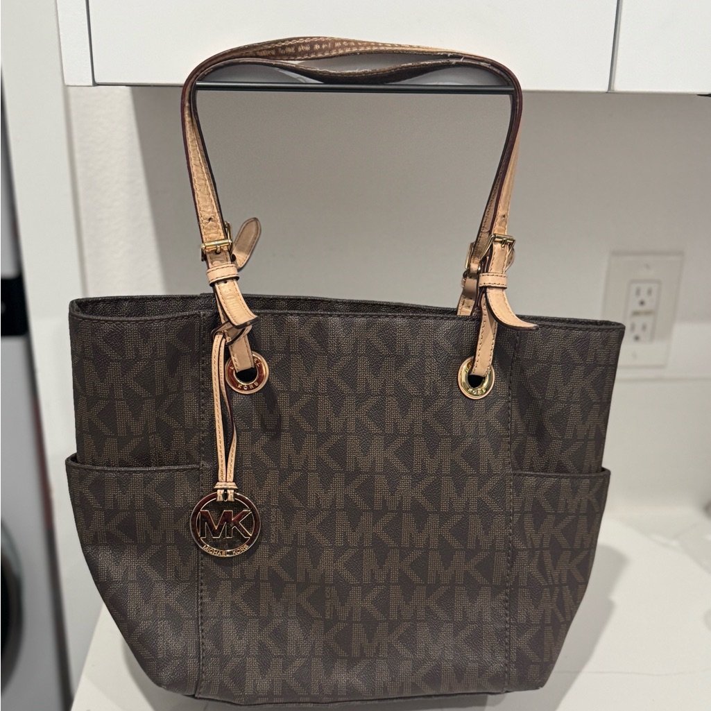 Michael Kors Dark Brown And Gold Tote